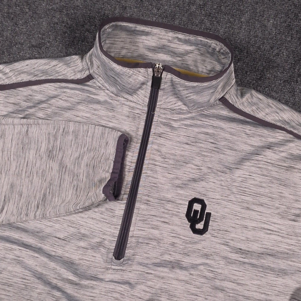 Straight Down Pullover Mens XL Gray Oklahoma Sooners OU Golf 1/4 Zip Lightweight